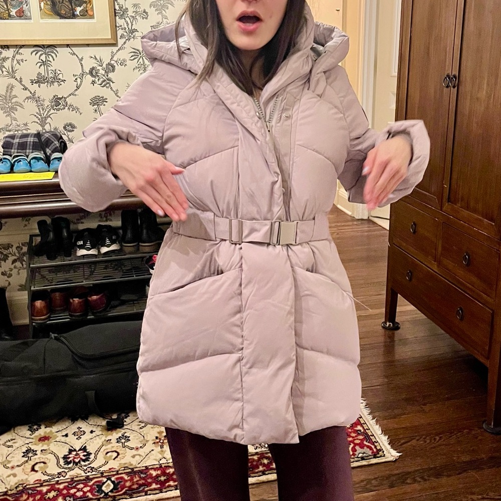 Canada Goose Moonstone Gray Hooded Belted Puffer Jacket - Picture 6 of 7